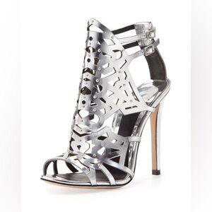 B Brian Atwood Laconica Mirrored Laser-Cut Cage Sandal